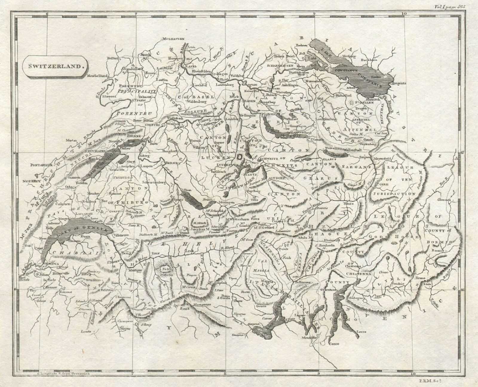 Switzerland by Arrowsmith & Lewis 1812 old antique vintage map plan chart